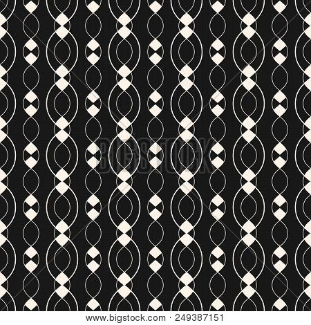 Subtle Geometric Seamless Pattern With Smooth Wavy Shapes, Chains, Thin Curved Vertical Lines.  Abst