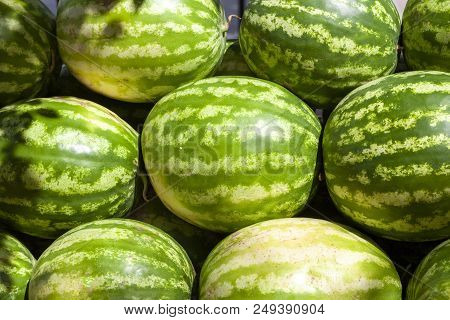 Market Counter With Delisios Watermelons.
