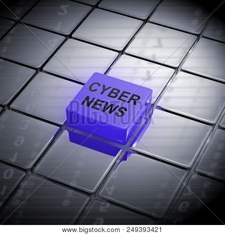 Cyber News Breaking Digital Headlines 3D Rendering