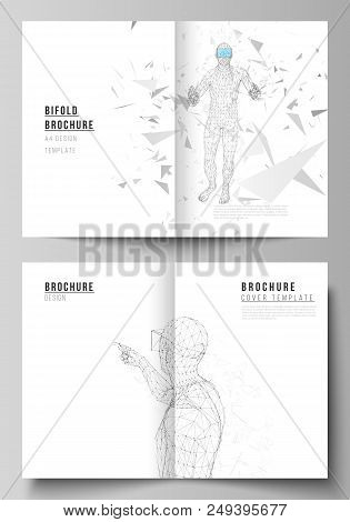 The Vector Layout Of Two A4 Format Cover Mockups Design Templates For Bifold Brochure, Magazine, Fly