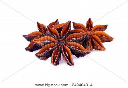 Chinese Star Anise Seed Isolated Over The White Background