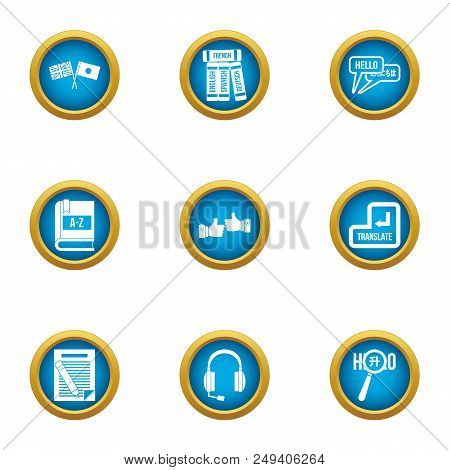 Translation Of Word Icons Set. Flat Set Of 9 Translation Of Word Vector Icons For Web Isolated On Wh