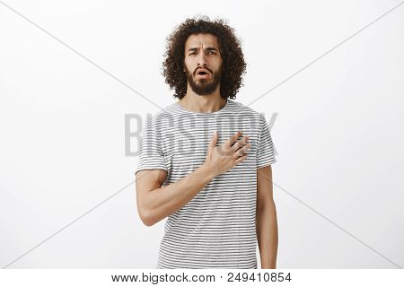 Proud To Be Citizen Of Country. Good-looking Dedicated Eastern Male Patriot With Beard And Afro Hair
