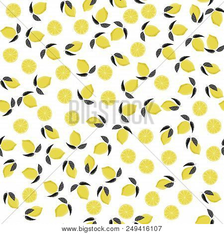 Lemon Seamless Pattern. Summer Floral Background. Stock Vector