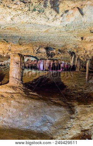 Stalactite And Stalagmite Formations In Large Opening In Cheongok Cave In Donghae South Korea