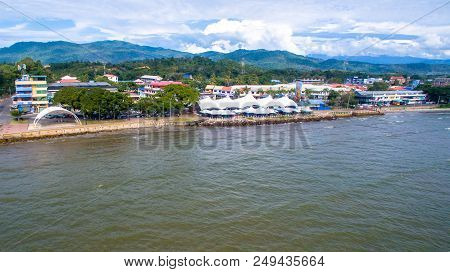 Sipitang,sabah-july 6,2018:aerial View Of The Esplanade In Sipitang Town,sabah Borneo,malaysia.sipit