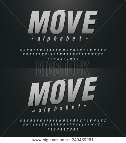 Sport Modern Alphabet And Number Fonts. Technology Typography Italic Font Uppercase And Lowercase. V