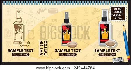 Spray Protection And Analgesic, Logo. Vector Illustration On Beige Background