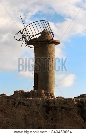 A Ruined Lighthouse In The Coastal Town Of Batroun, Lebanon.