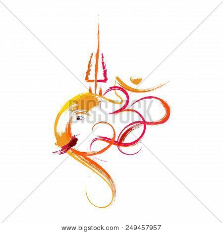 Illustration Of Hindu God Lord Ganesha With Om