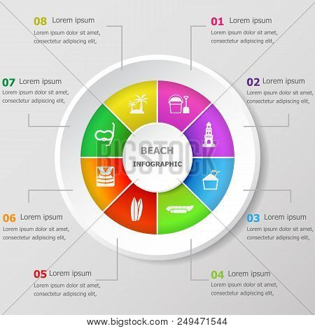 Infographic Design Template With Beach Icons, Stock Vector