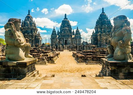 Ancient Mystical Old Hindu Prambanan Temple Near Yogyakarta On Java Island Indonesia