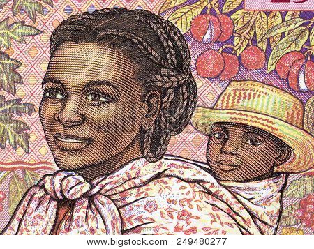 Young Malagasy Woman With A Child, A Portrait From Malagasy Money