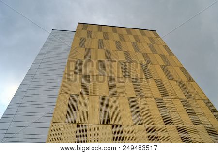View of architecture of the Ostfold Regional Hospital. June 17,2018. Osfold Region, Norway