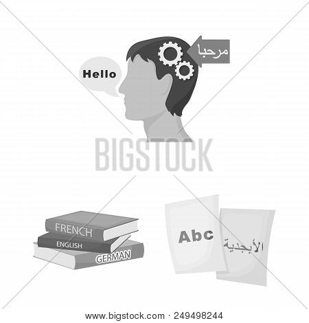 Translator And Linguist Monochrome Icons In Set Collection For Design. Interpreter Vector Symbol Sto
