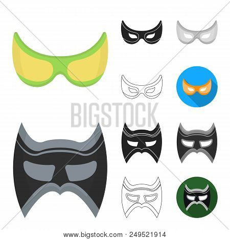 Carnival Mask Cartoon, Black, Flat, Monochrome, Outline Icons In Set Collection For Design.mask On T