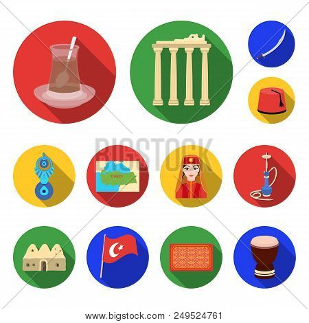 Turkey Country Flat Icons In Set Collection For Design.travel And Attractions Vector Symbol Stock  I