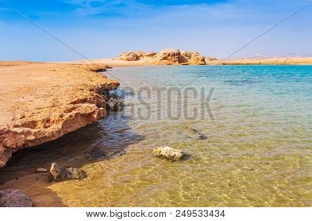 Red Sea Coast Shore In The Ras Mohammed National Park. Famous Travel Destionation In Desert. Sharm E