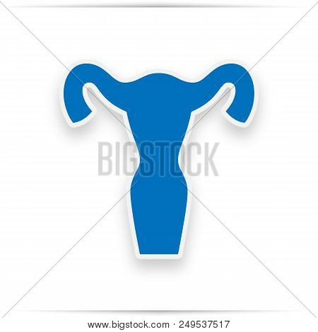 Human Anatomy. Uterus Sign. . Sky Blue Icon With On White Background.