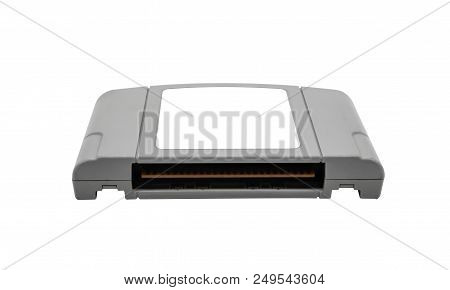Tv Game Cartridge In Grey Plastic Case From 90S Isolated On White