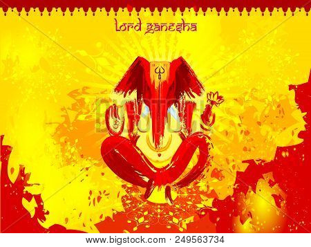 Illustration Of Hindu God Lord Ganesha In Abstract Painting Style For Hindu Festival 