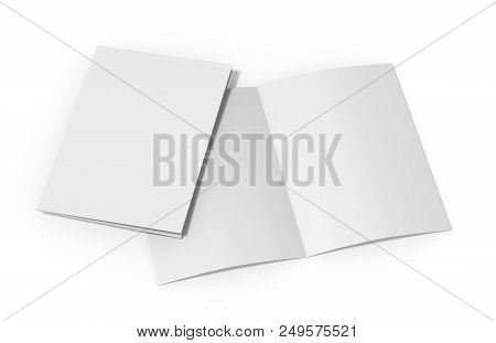 A4 Half-fold Brochure, Mock Up Template On Isolated White Background, Ready For Your Presentation, 3
