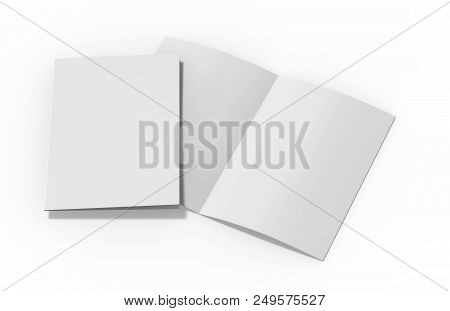 A4 Half-fold Brochure, Mock Up Template On Isolated White Background, Ready For Your Presentation, 3