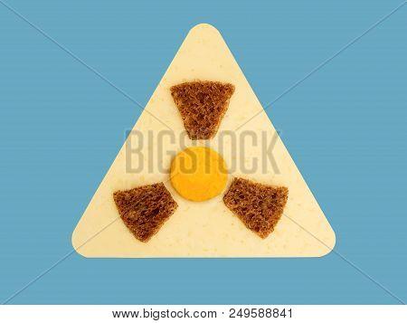 Radioactive Ionizing Radiation Danger Symbol With Yellow And Black Stripes Made From Food, Unsafe Fo