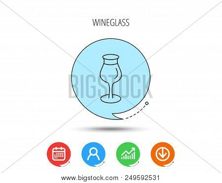 Wine Glass Icon. Goblet Sign. Alcohol Drink Symbol. Calendar, User And Business Chart, Download Arro
