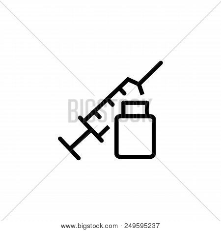 Injections Line Icon. Syringe, Needle, Medication. Treatment Concept. Can Be Used For Topics Like Me