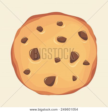 Illustration Of Cookies With Chocolate Chips Topping Isolate On Beige Background