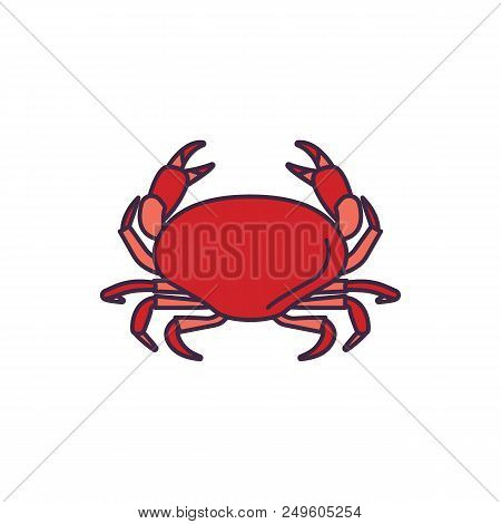 Crab Cartoon Icon. Singapore Symbol Isolated On White Background. Singapore Crab Object Culture And 