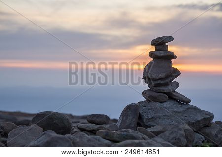 Close-up Abstract Image Of Rough Natural Brown Uneven Different Sizes And Forms Mountain Stones Bala