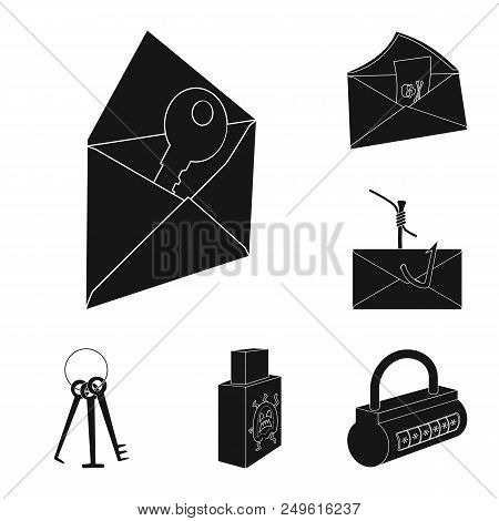 Hacker And Hacking Black Icons In Set Collection For Design. Hacker And Equipment Vector Symbol Stoc