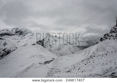 View Of The Camp On The Thorong La Pass, Nepal.