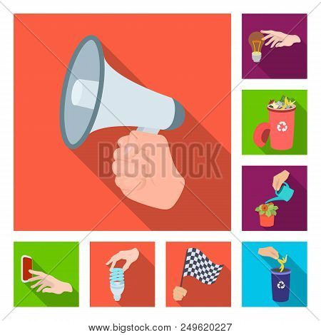 Manipulation By Hands Flat Icons In Set Collection For Design. Hand Movement Vector Symbol Stock  Il