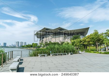 Wuxi, China - June 21, 2018: Wuxi Grand Theatre Is Located In Taihu New City, Wuxi City, With A Tota