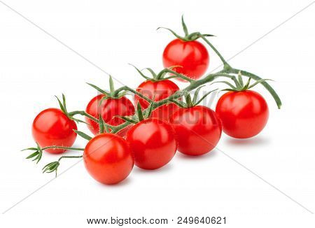 Bunch Of Cherry Tomatoes Isolated On White Background.