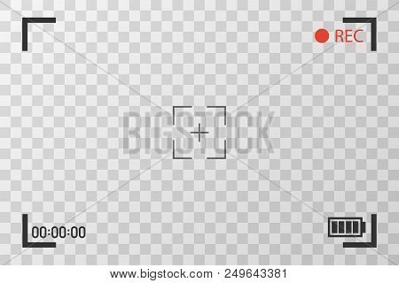 Camera View Viewing Images. Visual Screen Focusing. Video Recording Screen On A Transparent Backgrou