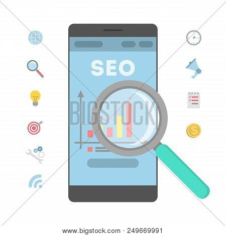 Search Engine Optimization Concept. Doing Market Research And Making Website Analysis To Get Data Fo