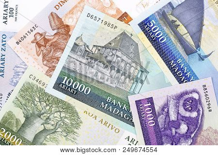 Malagasy Ariary, A Background With Money From Madagascar