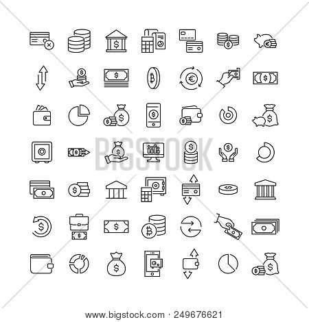 Simple Set Of Money Related Outline Icons. Elements For Mobile Concept And Web Apps. Thin Line Vecto