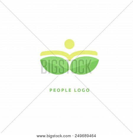 Vector Illustration, Graphic Design Editable Design. Happy People With Leafl Logo. Fitness, Sport We
