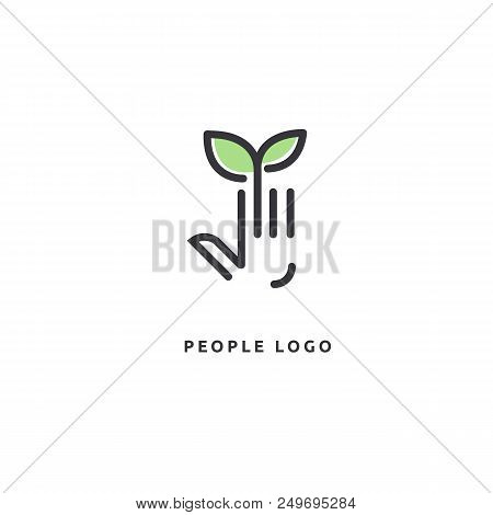 Vector Illustration, Graphic Design Editable Design. Happy People With Leafl Logo. Fitness, Sport We