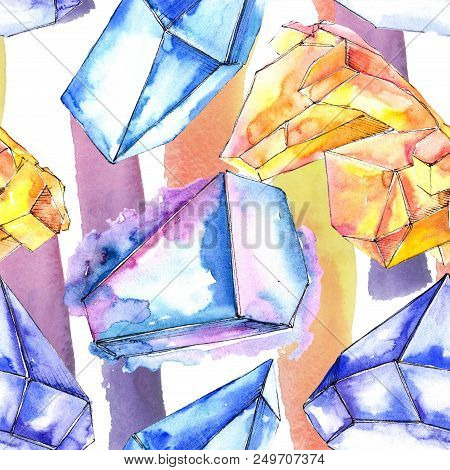 Colorful Diamond Rock Jewelry Mineral.seamless Background Pattern. Fabric Wallpaper Print Texture. G