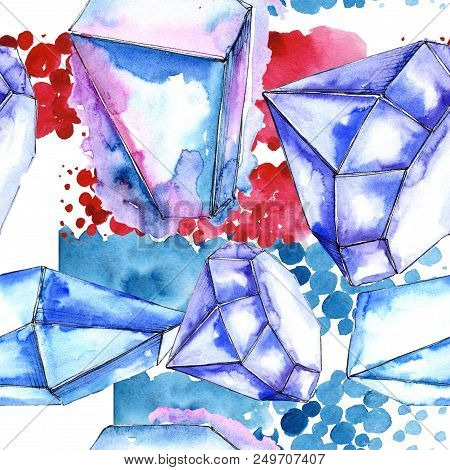 Colorful Diamond Rock Jewelry Mineral.seamless Background Pattern. Fabric Wallpaper Print Texture. G