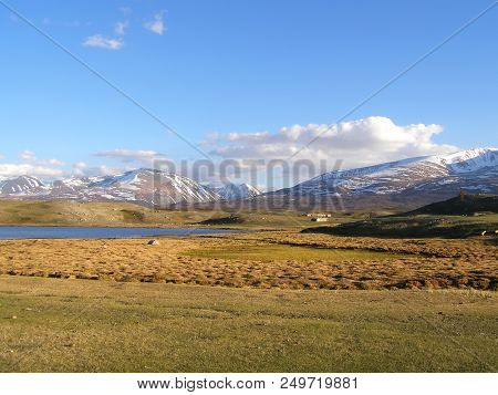 Mongolian Natural Landscapes Surrounded By Mountains And Rocks.