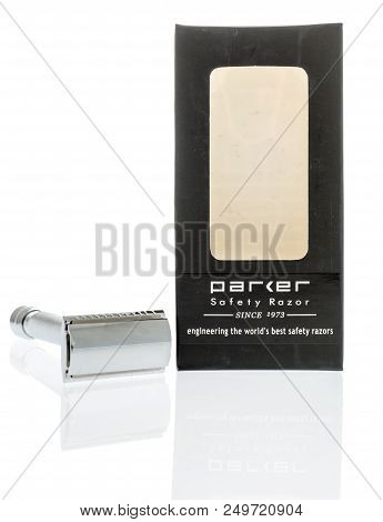 Winneconne, Wi - 13 July 2018: A Package Of A Parker 99r Safety Razor On An Isolated Background.