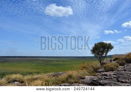 Ubirr Art Site And Lookout. Landscape Of The Kakadu National Park At Ubirr. Ubirr East Alligator Reg
