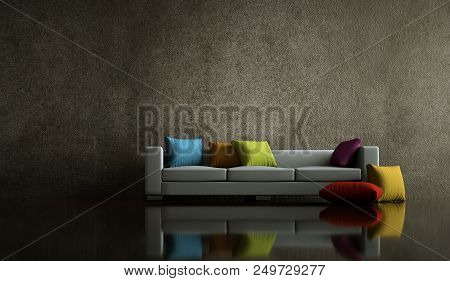 Interior Design Modern Bright Room With Sofa 3d Illustration
